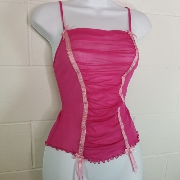 Vtg y2k Victorias Secret fairy pink mesh tank top coquette cami camisole - Picture 4 of 6